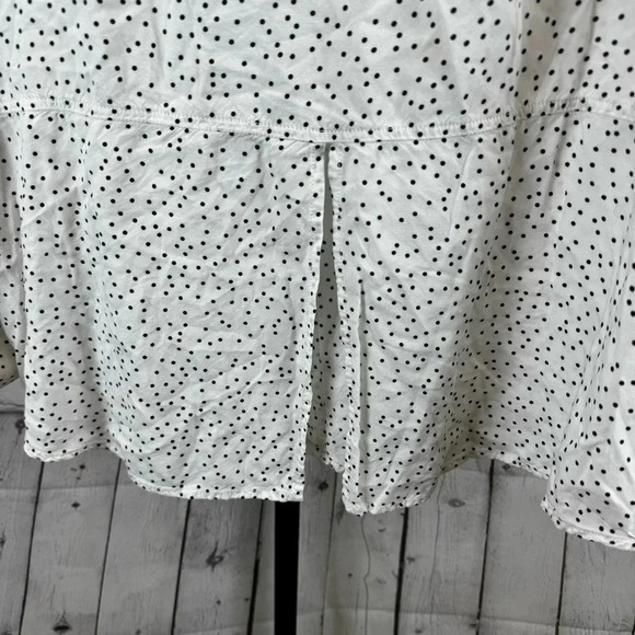 Beachlunchlounge White and Black Polka Dot Viscose Button Up Size Large - Picture 7 of 7